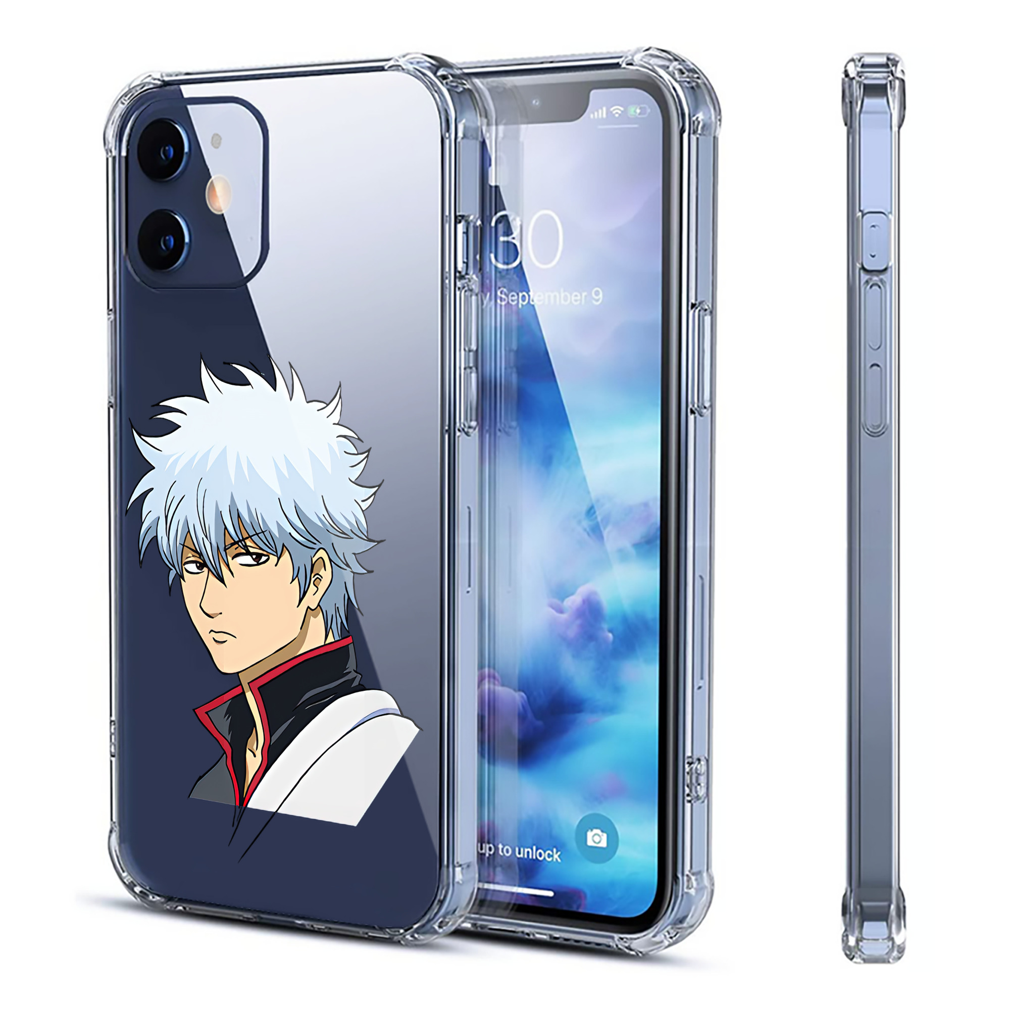 （画像用） ぎんたま 坂田銀時（さかたぎんとき） 神楽 志村新八（しむら しんぱち） GINTAMA Sakata Gintoki Kagura Shimura Shinpachi 【iPhone 12シリーズ対応】透明スマホケース（クリアソフトケース）